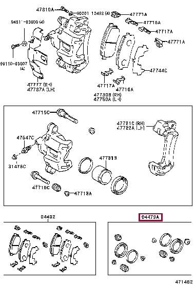 Toyota 04479-60030 Repair Kit, brake caliper 0447960030