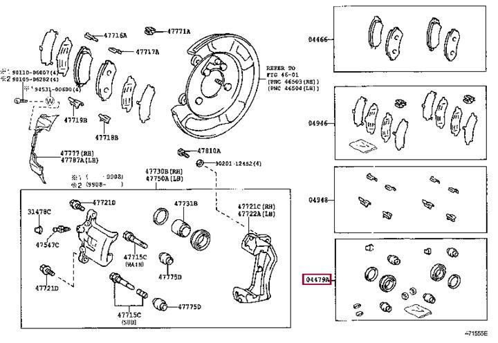 Toyota 04479-60090 Repair Kit, brake caliper 0447960090