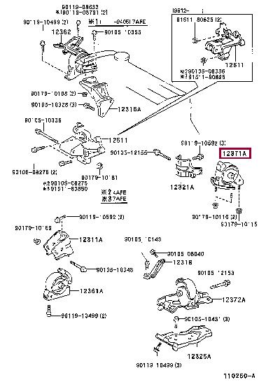 Toyota 12371-16280 Engine mount bracket 1237116280