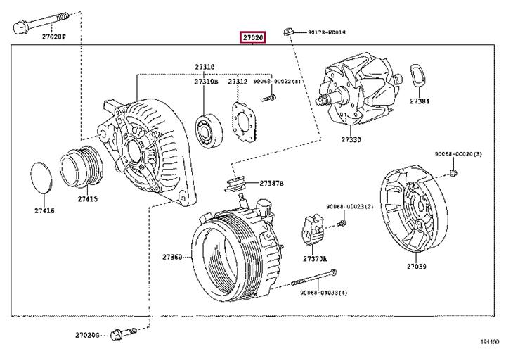 Toyota 27060-0Y150 Alternator 270600Y150 270600Y150 Toyota Alternator