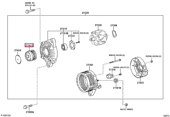 Toyota 27415-0T010 Belt pulley generator 274150T010