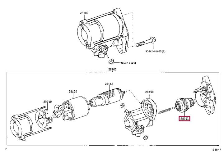 2801166060 Toyota Freewheel gear, starter