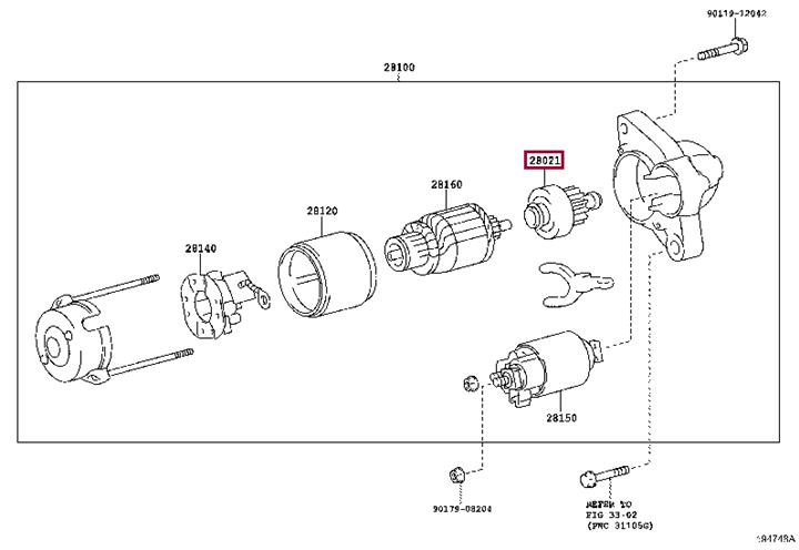 Freewheel gear, starter Toyota 28021-26180