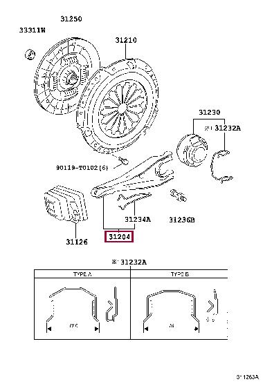 Clutch release fork Toyota 31204-20071