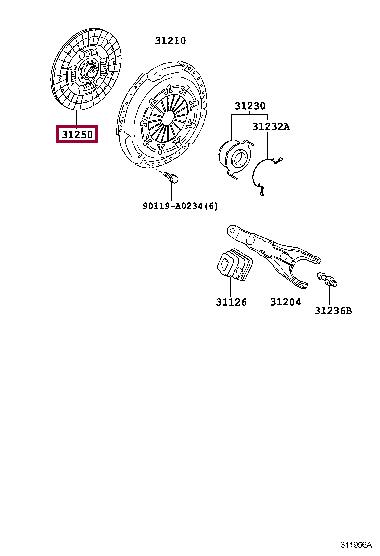Toyota 31250-02240 Clutch disc 3125002240 3125002240 Toyota Clutch disc