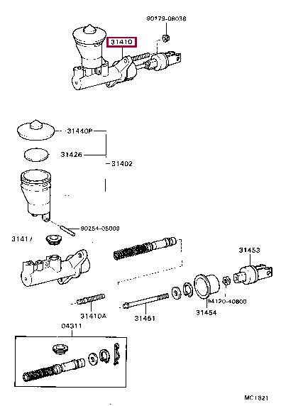 Clutch master cylinder Toyota Camry: 3141033012 Toyota Master cylinder, clutch