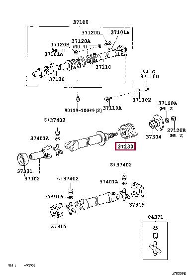 Toyota 37230-26010 Driveshaft outboard bearing 3723026010
