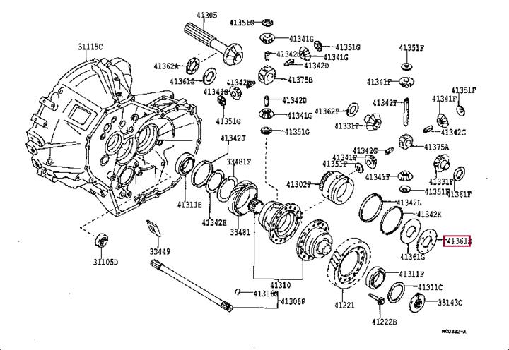 4136220130 Toyota Differential washer support