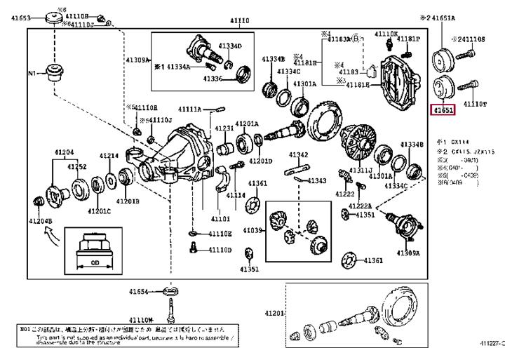 Toyota 41651-51010 Auto part 4165151010