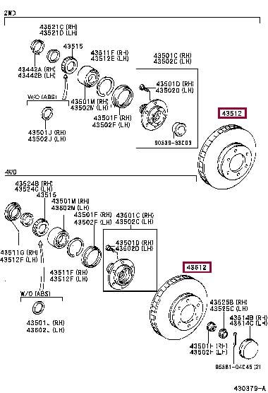 Toyota 43512-35210 Brake disc 4351235210 4351235210 Toyota Brake disc