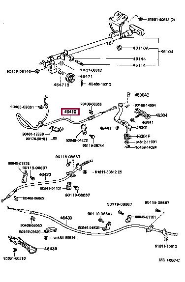 Emergency brake cable Toyota 4 Runner: 4641035650 Toyota Handbrake cable