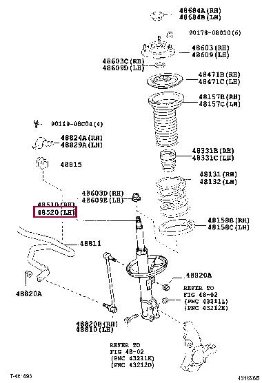 Toyota 48520-80064 Shock absorber strut front left gas oil 4852080064