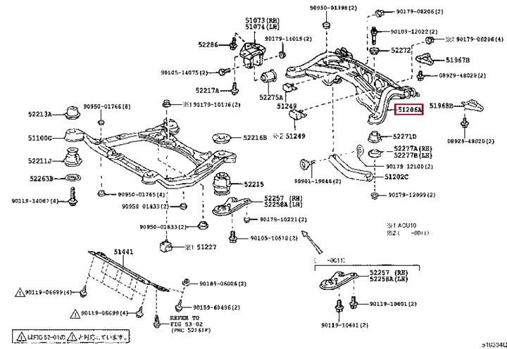 Toyota 51206-48021 MEMBER SUB-ASSY RR 5120648021