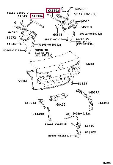 Toyota 64530-53012 Gas spring 6453053012