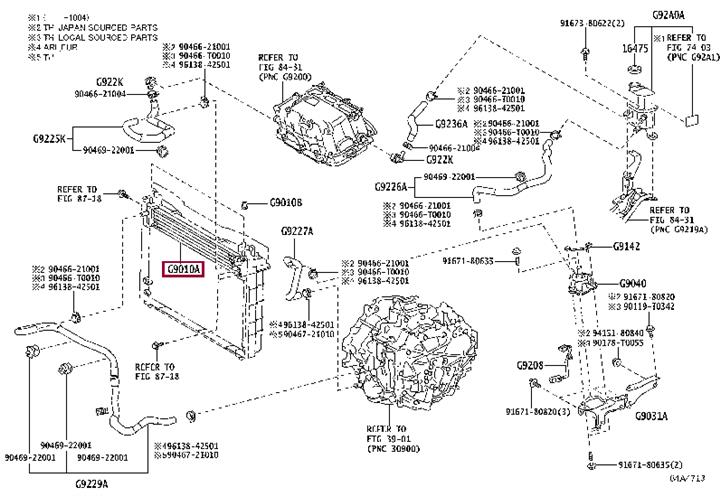 Car radiator Toyota Prius: G901047031 Toyota Engine cooling radiator