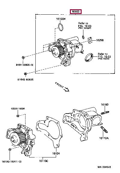 Toyota 16100-79225 Water pump 1610079225