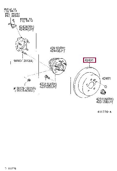 Toyota 42431-08030 Brake disc 4243108030