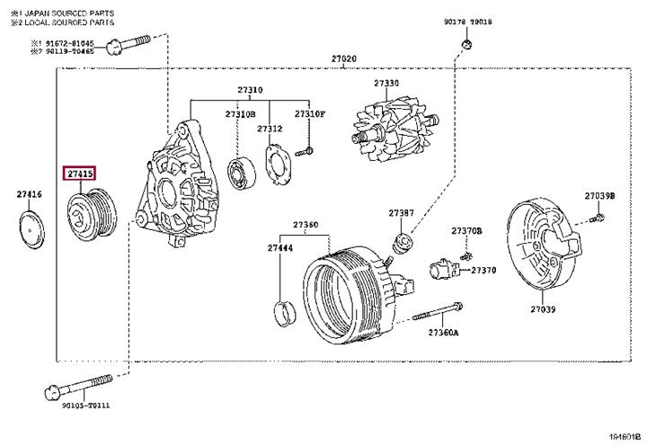 Toyota 27415-30010 Belt pulley generator 2741530010 2741530010 Toyota Belt pulley generator