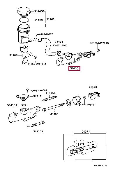 Clutch master cylinder Toyota Corolla: 3142020050 Toyota Master cylinder, clutch