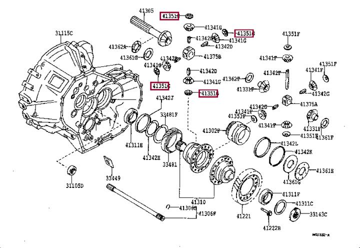 4135120010 Toyota Differential washer support