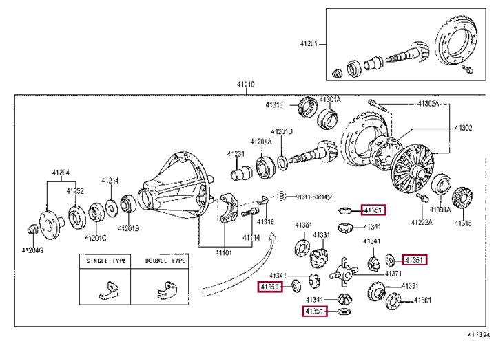 4135160010 Toyota Differential washer support
