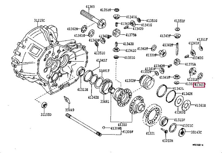 4136112370 Toyota Differential washer support