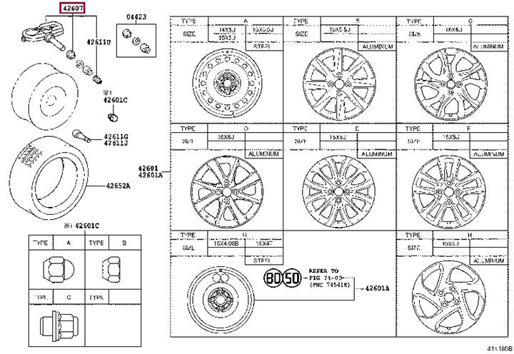 Toyota 42607-42021 Tire pressure sensor (Tpms) 4260742021