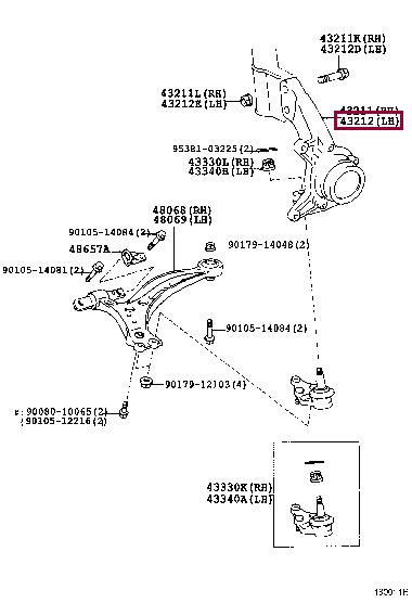 4321233060 Toyota Knuckle swivel