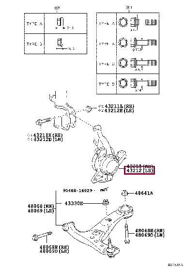 4321244040 Toyota Knuckle swivel