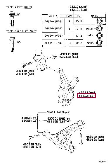 4321252050 Toyota Knuckle swivel