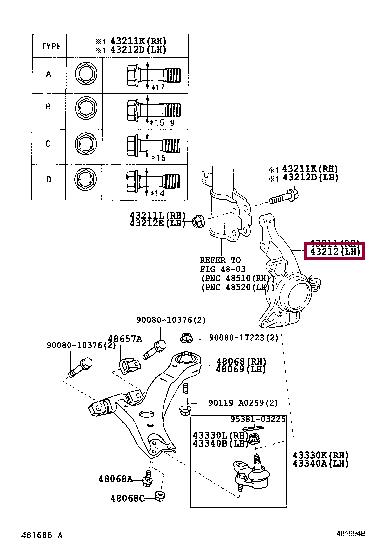 Toyota 43212-AA010 Auto part 43212AA010