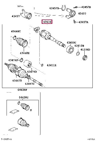 Toyota 43410-0R030 SHAFT ASSY, FR DRIVE 434100R030