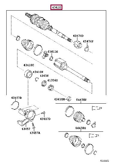 434100T060 Toyota Right axle shaft