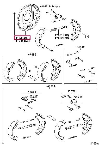 Toyota 47043-09010 Brake pad fitting kit 4704309010 4704309010 Toyota Brake pad fitting kit
