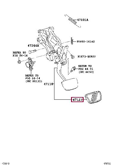 Toyota 47121-30090 Brake pedal cover 4712130090