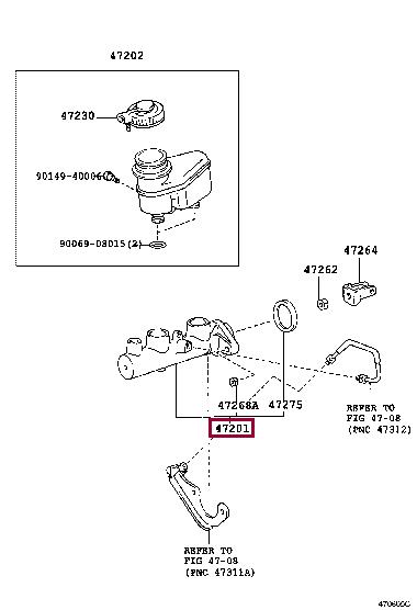 Toyota 47201-05080 Brake Master Cylinder 4720105080