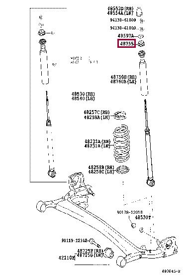 Toyota 48755-52070 Suspension Strut Support Kit 4875552070