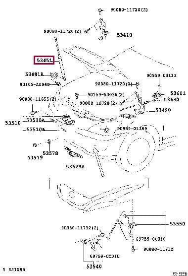 534400E010 Toyota Hood shock absorber