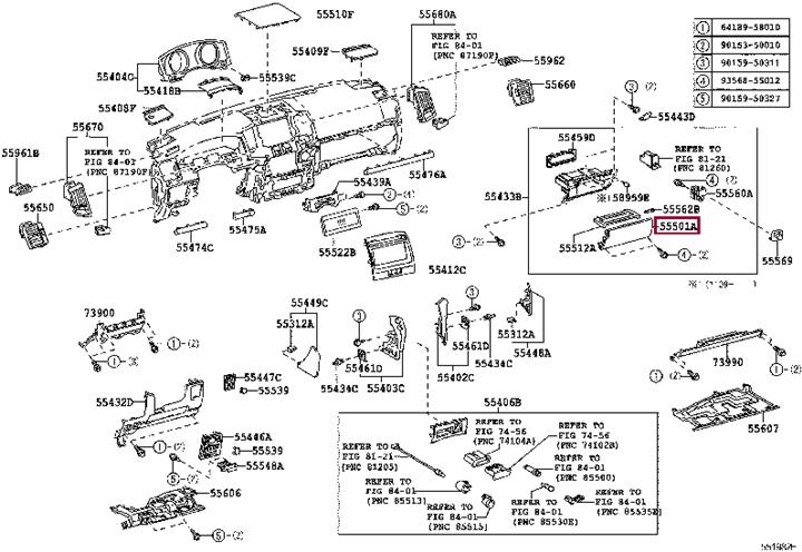5550160211C0 Toyota Glove box lid