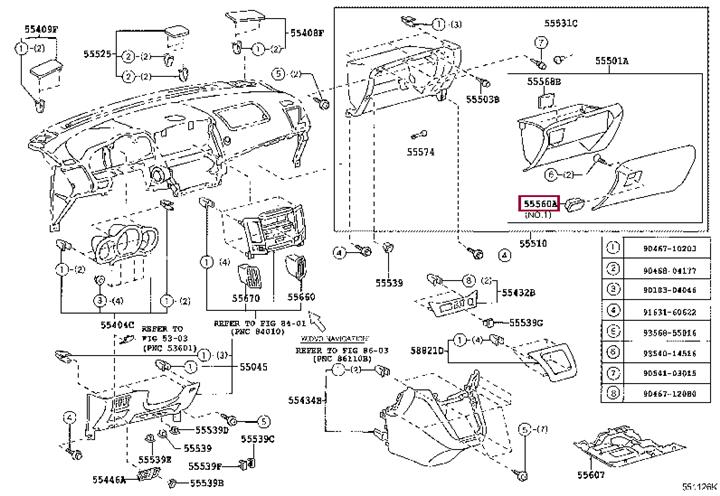 5550660010C0 Toyota Glove box lid lock