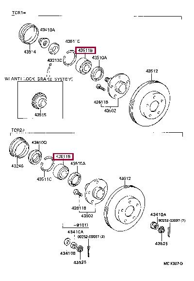 Toyota 90369-43007 Wheel bearing kit 9036943007