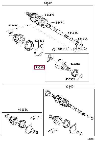 Toyota 43040-47010 JOINT ASSY FR DRIVE 4304047010