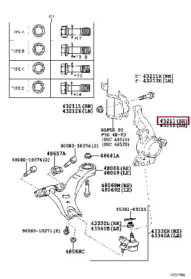 Toyota 43211-06240 Knuckle swivel 4321106240 4321106240 Toyota Knuckle swivel