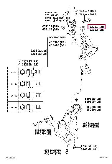 Toyota 432110R020 KNUCKLE STEERING R 432110R020 432110R020 Toyota KNUCKLE STEERING R