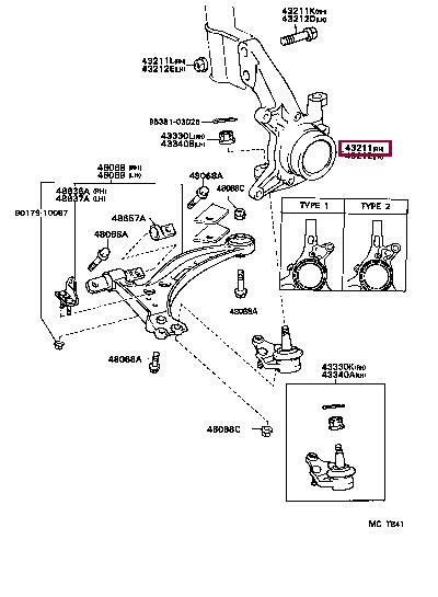 4321133011 Toyota Knuckle swivel