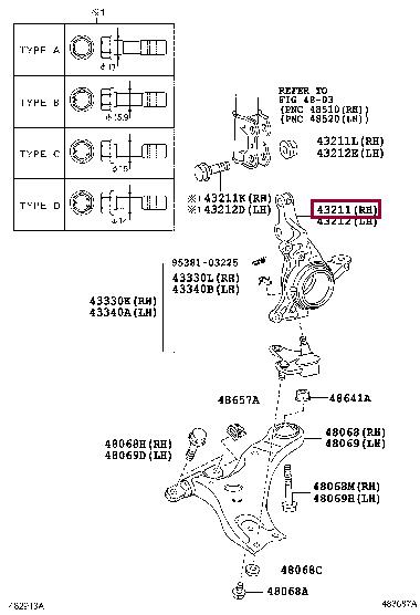 4321133110 Toyota Knuckle swivel