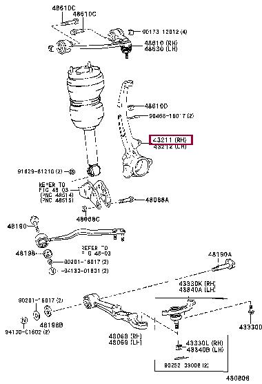 4321150050 Toyota knuckle swivel