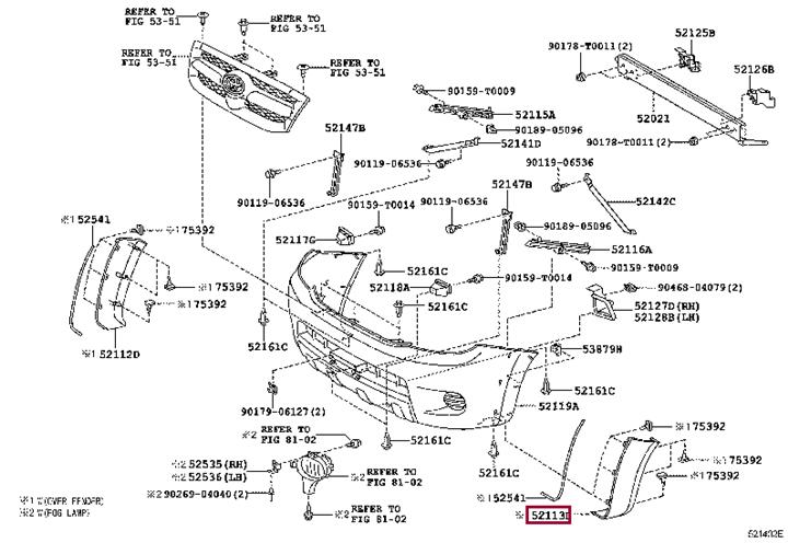 521130K040 Toyota Bumper molding