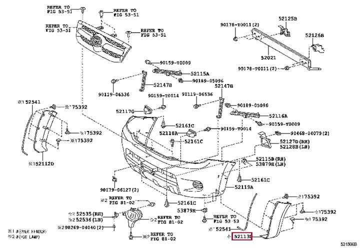 521130K070 Toyota Bumper molding