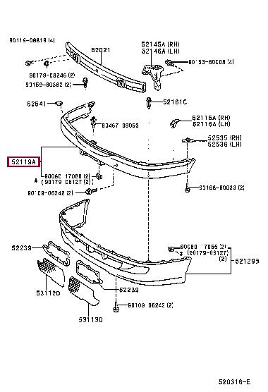 Toyota 52119-05070 Front bumper 5211905070